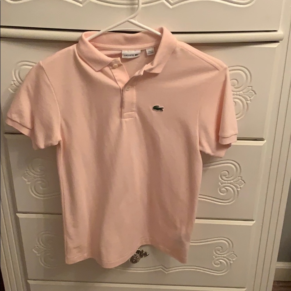 pink collar lacoste shirt